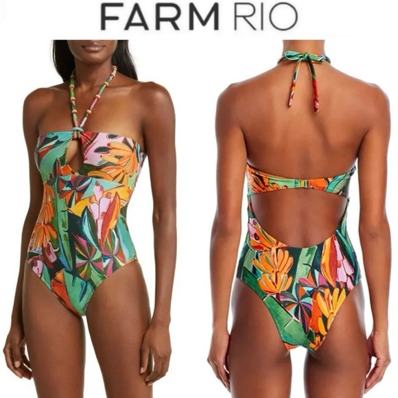 FARM Rio banana Foliage  Tropical Floral One Piece Swimsuit - Picture 1 of 13
